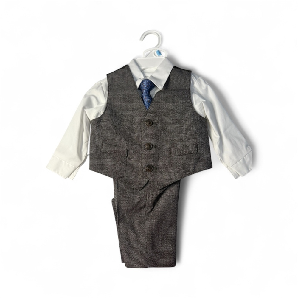 Van Heusen Kids Brown Vest Set with Navy Tie